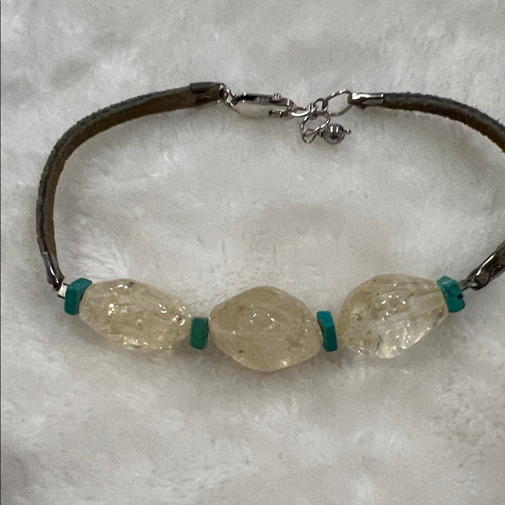 925 Silver-Lemon Quartz and Turquoise Bracelet